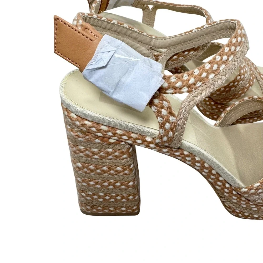 Dolce Vita Arnela‎ Natural Woven Platform Block Heel Ankle Strap Sandals Size 11